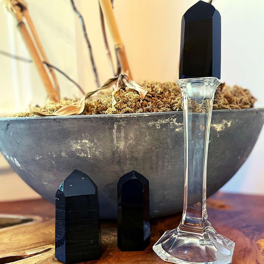 Crystal | Black Obsidian Towers (3 Sizes Available) | Protective Stone. Brings Power, Strength and Shields One from Negativity