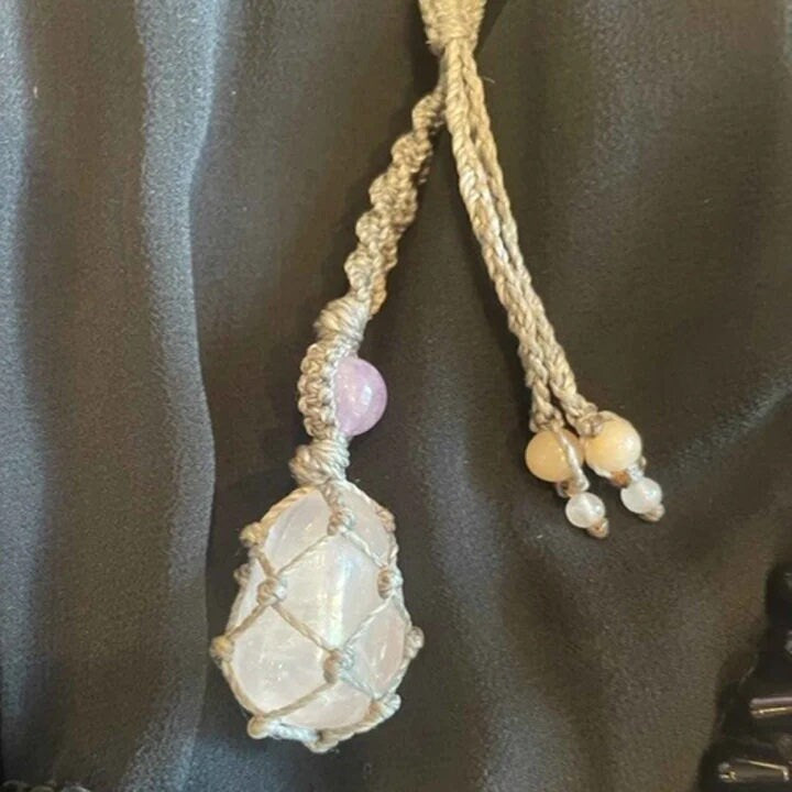 Macrame necklace, Crystal Necklace, Rose Quartz Necklace, Quartz Necklace, Amethyst necklace, Morganite necklace