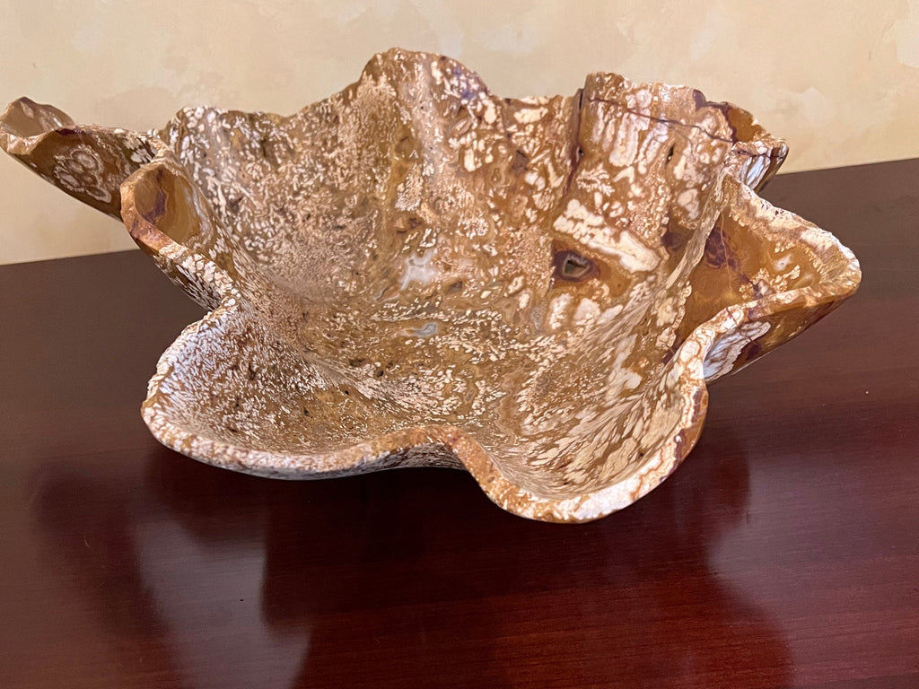 Large Fossil Bowl, Crystal Bowl, Stone Bowl, Polished Stone, Onyx Bowl, Decorative Table Centerpiece