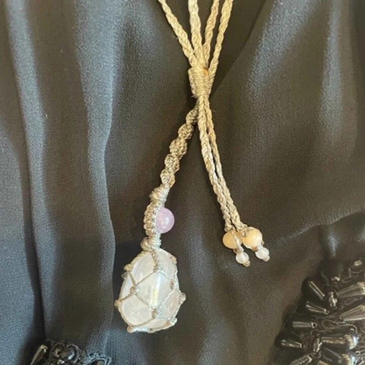 Macrame necklace, Crystal Necklace, Rose Quartz Necklace, Quartz Necklace, Amethyst necklace, Morganite necklace