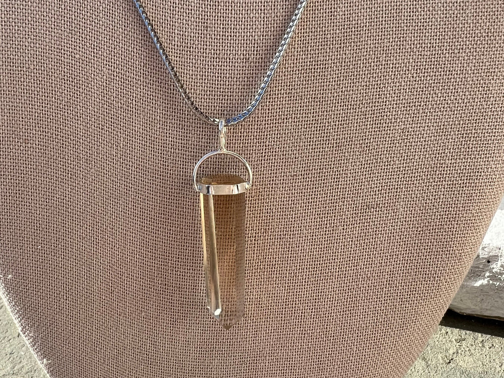 Natural Polished Citrine Pendant Necklace, Yellow Citrine Point, Gemstone Appeal, Citrine Pendant Necklace on Sterling Silver Chain