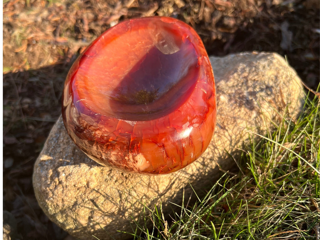 This is a high quality Carnelian Bowl that you will love displaying! It is a crystal stone bowl that is hand carved by skilled artisans in Mexico and a polished crystal bowl.