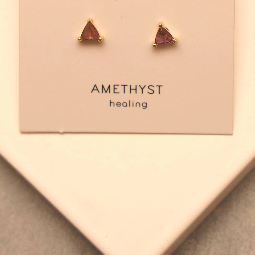 Natural Amethyst Semi Precious Stud Earring
