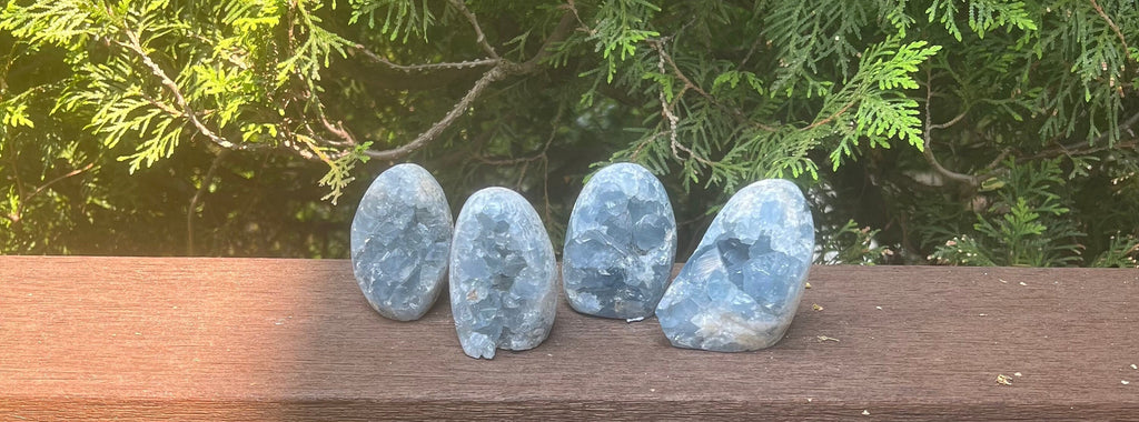 Our sky blue Celestite geodes have been polished into an egg shape. The crystals vary between small and large sizes, all of which have beautiful luster. Add one or a few to your collection, or give to someone special.