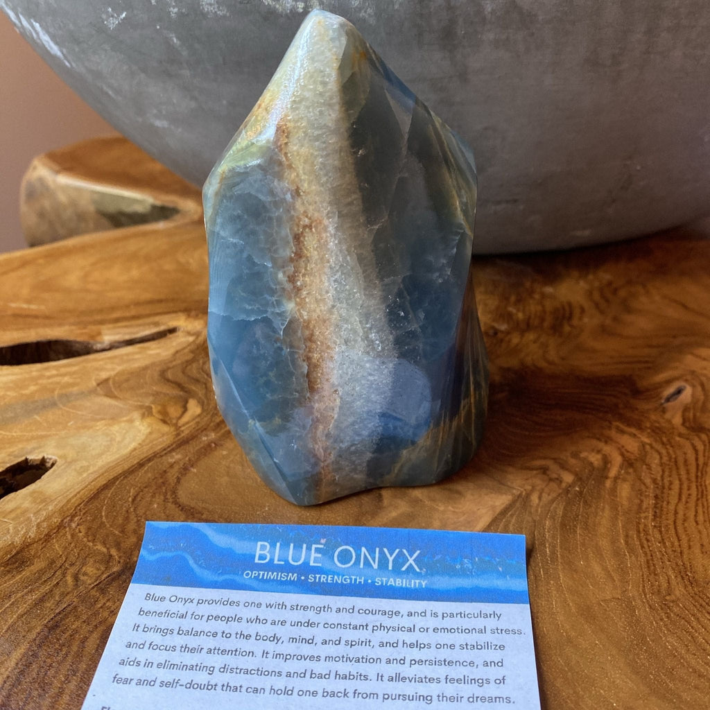 Blue Onyx | "Lumerian Aquatine Calcite" | flame | Emotional and Mental Strength